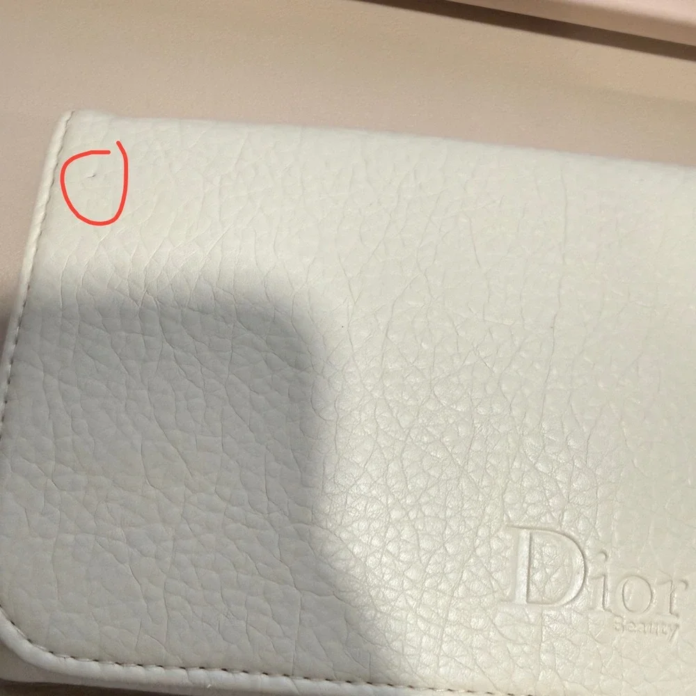 Dior Beauty Cream Pebbled Leather Jewelry Travel Case Organizer Roll Pouch